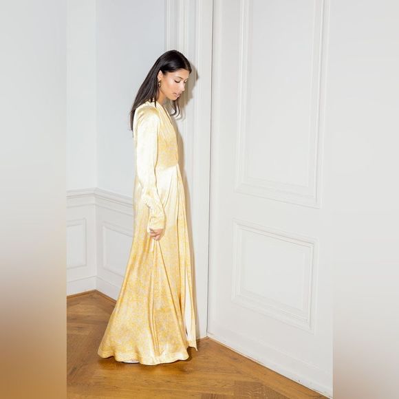 Ganni Cameron V-neck Floral Satin Maxi Dress - Picture 4 of 15